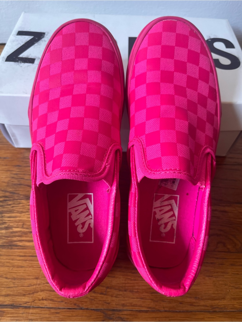 Vans Classic Slip-On Checkerboard Sneakers - Hot Pink